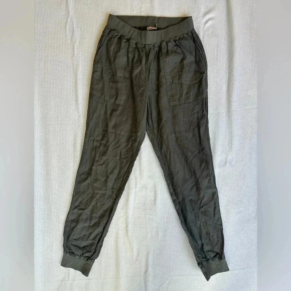 Faherty Arlie Day Jogger Womens S Green Linen Blend Stretch Pull On Granola Girl - Picture 2 of 13